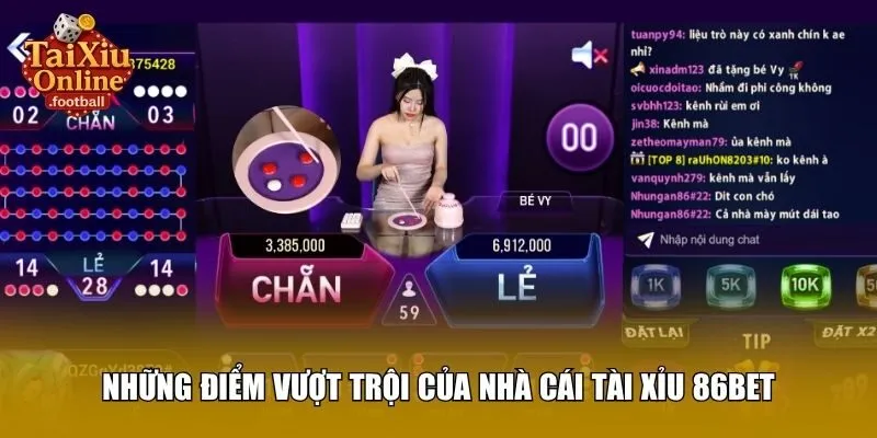 Những điểm vượt trội của nhà cái tài xỉu 86BET