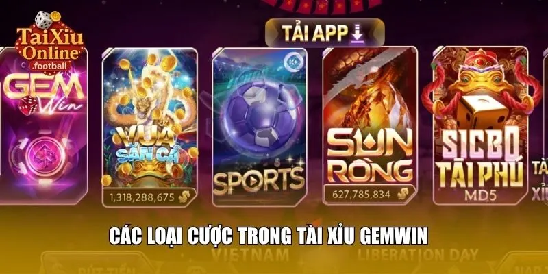 Các loại cược trong tài xỉu GEMWIN