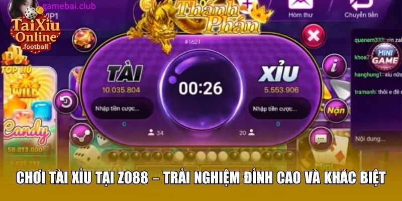 Tài xỉu online luôn là một trong những trò chơi được yêu thích nhất tại Zo88